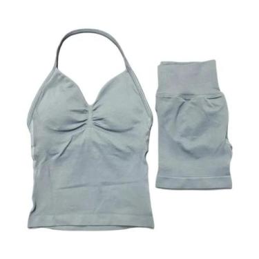 Imagem de Conjunto De Ginástica Feminino De 2 Peças: Top Longline Sem Costura Co