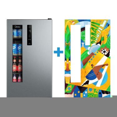 Imagem de Kit Cervejeira Frost Free 82L com Ímã Personalizado Painel Touch LED Prata Midea 110V MDRX150FGG501