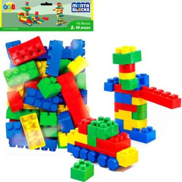 Imagem de Brinquedo Infantil Educativo Blocos de Montar 48 Pcs Grande - GGB Brin