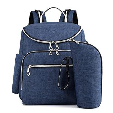 Imagem de Mochila Maternidade Usb Porta Mamadeira Trocador Cor:Azul