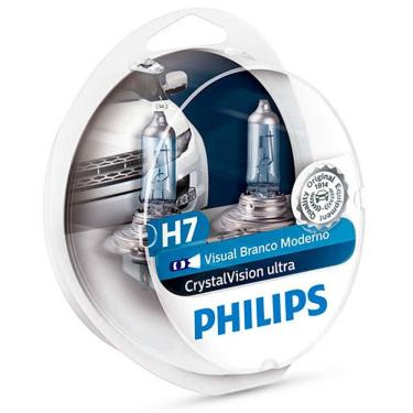 Imagem de Kit Lâmpada Philips Crystal Vision Ultra 55W 12v H7 PX26d Farol