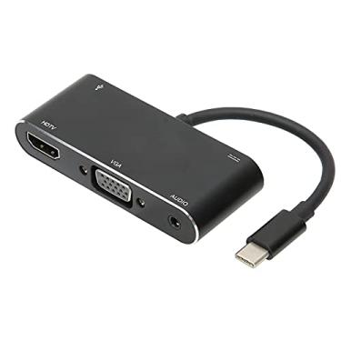 Imagem de Conversor de vídeo USB C Hub 5 em 1 USB C para HDMI/VGA, suporta carregamento PD e USB3.0 com saída de áudio, dock station multifuncional para celulares/tablets/laptops, preto