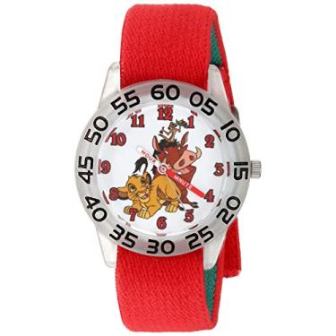 Imagem de Disney Relógio analógico de quartzo com pulseira de nylon, vermelho 16 (modelo: WDS000760)