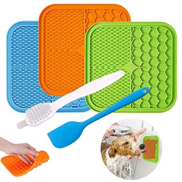 Imagem de Kwispel Tapete de lambida de cães, tapete de lambida grande 3 peças para cães com sucção de ansiedade, manteiga de amendoim, tapete de lambida, alimentador lento, tratador, almofada para cães gatos cuidados banhos e treinamentos