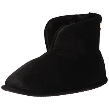 Imagem de Dearfoams Bota feminina de veludo Sara, Preto brilhante, Small