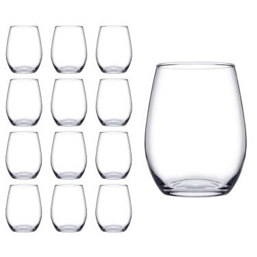 Imagem de Kit Copo Vidro Redondo Transparente Amber Duravel 440ml 12Un