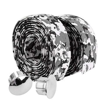 Imagem de envoltório de fita de barra de bicicleta macia com 2 plugues de barra para ciclismo de turismo e corrida de estrada 2 peças por conjunto(Black+White), Bandagem de fita de guidão de bicicleta,