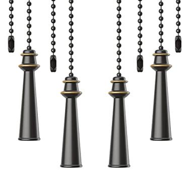 Imagem de 4 pacotes de corrente de puxar para ventilador de teto, extensor de corrente para ventilador de teto com acabamento de bronze polido a óleo para ventilador de luz de teto