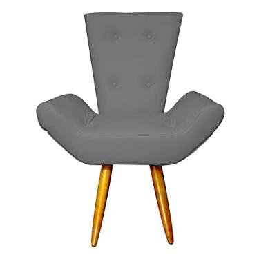 Imagem de Poltrona Decorativa Emília Barca Pés Palito Suede Cinza - DS Estofados