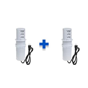 Imagem de Kit 2 Torres De Tomada Totem Slim Manual 3 Tomadas 10A COR:BRANCO