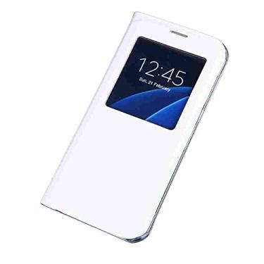 Imagem de SHOYAO Estojo Fólio de Capa de Telefone for SAMSUNG GALAXY J7 PRIME 2016, Couro PU Premium Capa Slim Fit for GALAXY J7 PRIME 2016, simples, Branco