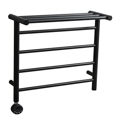 Imagem de Toalheiro de aquecimento elétrico de aço inoxidável 304 Toalheiro inteligente ajustável temperatura secagem à prova d'água, preto