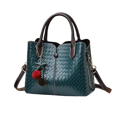 Imagem de Bolsas grandes de couro para mulheres bolsa transversal de tecido fashion retrô bolsa de ombro dupla bolsa de ombro totes, Verde