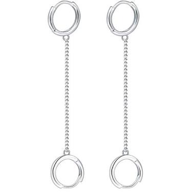 Imagem de Brincos exclusivos de argola de corrente de prata pequena, piercing duplo, brincos de cartilagem, corrente chique, brincos de argola para homens e mulheres, 11 millimeters, Metal