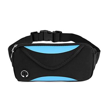 Imagem de Bolsa de cintura de corrida cinto esportivo impermeável masculino feminino pochete maratona com 3 zíperes ajustáveis bolsa de armazenamento respirável serve para todos os telefones, azul, 12 x 23 cm