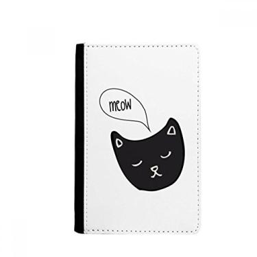 Imagem de Porta-passaporte preto cabeça de gato Mewing animal Notecase Burse capa carteira porta-cartão, Multicolor