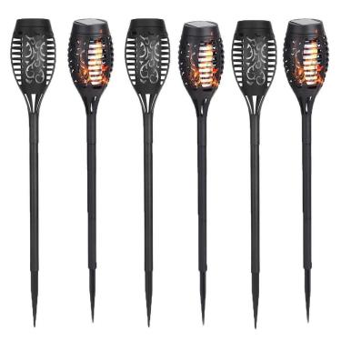 Imagem de Tocha Luminaria Solar Fogo Chama Kit 6 Und Espeto 12 Leds