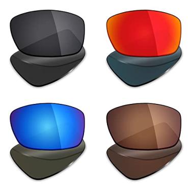Imagem de 4 pares de lentes polarizadas de substituição Mryok para óculos de sol Oakley Ravishing – Stealth preto/vermelho fogo/azul gelo/marrom bronze