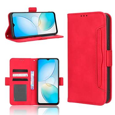 Imagem de Capas de telefone de negócios à prova de choque Infinix Hot 12 Pro capa de couro luxo com slot para vários cartões clipe de carteira anti-queda capa para telefone Infinix Hot 12 Pro capas (vermelho, Infinix Hot 12 Pro)