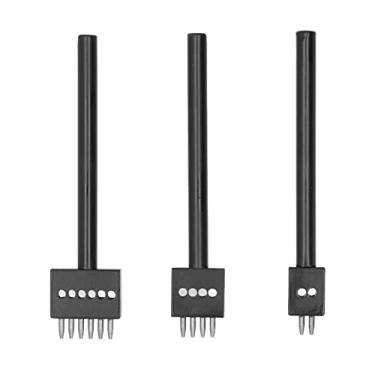 Imagem de Leather Row Round Hole, 3Pcs Leathercraft Kits Leather Stitching Tool Anti High Hardness DIY Leather Row Punch Tool for Belts [5mm] Sewing Tool & Repair Kits