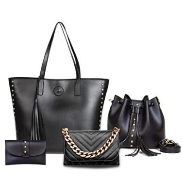 Imagem de Bolsa Feminina Kit 4 Peças Sacola + Saco + Necessaire + Bolsa de Mão . (Preto)