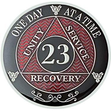 Imagem de Simply Minimal AA 21-30 Anos Prata Cores Banhadas Moedas de Recuperação, Alcoólicos Anônimos Medalhões, 23 red, Small
