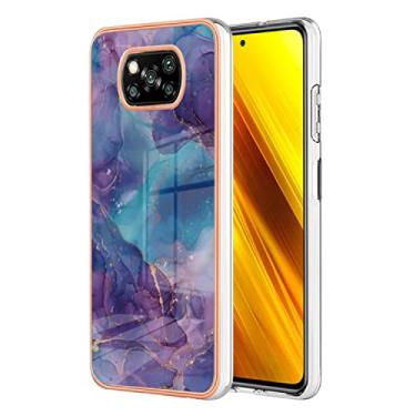 Imagem de Capas de armadura de mármore bonitas compatíveis com Xiaomi Poco X3 NFC X 3 NFC Capa de silicone Moldura Simplicidade Proteção à Prova de Choque (5, Xiaomi Poco X3 NFC)