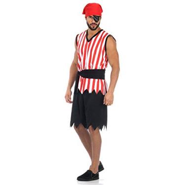 Imagem de Sulamericana Fantasias Pirata Masculino Adulto, P 38/40, Preto/Vermelho/Branco