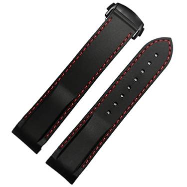 Imagem de AEMALL Extremidade curvada 20 mm 22 mm pulseira de silicone de borracha para relógio Omega At150 Seamaster 007 para pulseira de marca Seiko Mido (Cor: preto vermelho-preto, tamanho: 22mm)