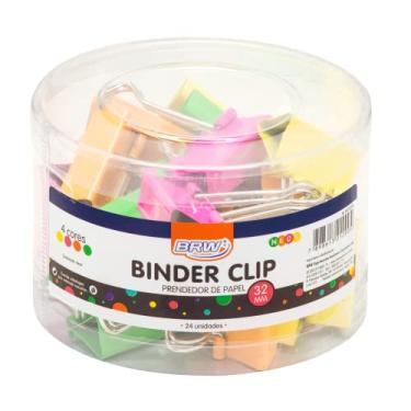 Imagem de Prendedor de Papel Binder Clip 32mm Colorido com 24 Unidades, BRW