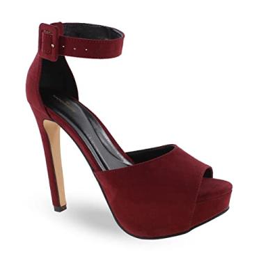 Imagem de Sandália Modarpe Meia Pata Salto Alto Fino Feminina M26 Cor:Marsala;Tamanho:39