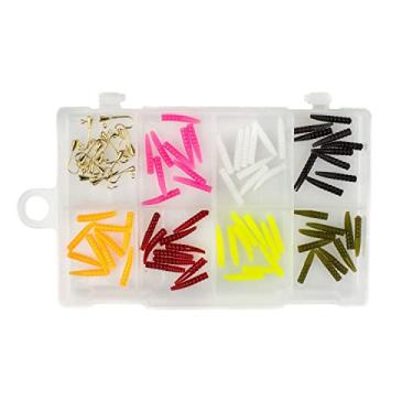 Imagem de Leland's Iscas Kit de miniímãs de truta com ímãs, equipamento de pesca e acessórios, iscas de pesca, 70 corpos de larva e 15 ganchos tamanho 14, vários