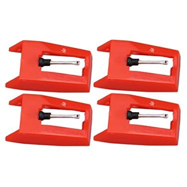 Imagem de Agulha de toca-discos, 4 peças de agulha para toca-discos Stylus com estojo de plástico para fonógrafo de toca-discos de vinil (haste de alumínio)