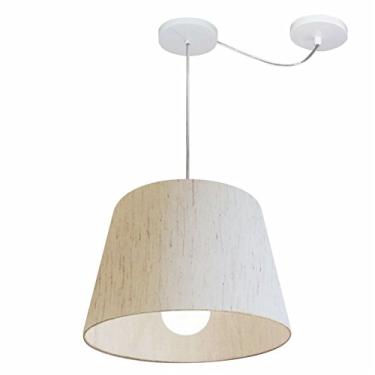 Imagem de Lustre Pendente com Desvio de Centro Cúpula Tecido 30/30x40 cm, Vivare Iluminação, Pendente4274 LLA, Linho Bege, Médio