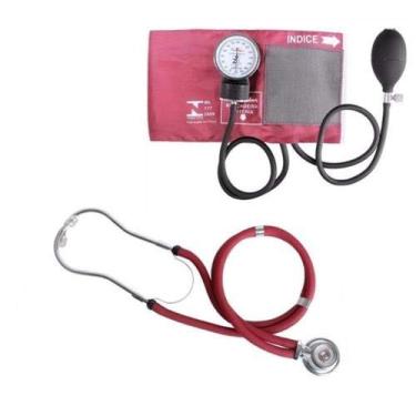 Imagem de Aparelho Medidor De Pressão De Braço + Esteto Rappaport (Vinho)