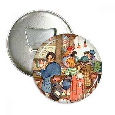 Imagem de Miaoji Pintura Gato Restaurante Pegador Rato Abridor de Garrafa Emblema Multifuncional Emblema