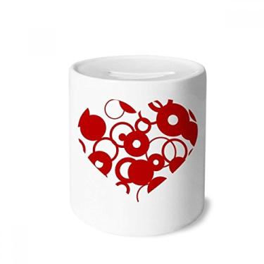 Imagem de DIYthinker Anel vermelho de coração para o Dia dos Namorados Caixa para dinheiro Caixa de Moedas de Cerâmica Presente de Cofrinho