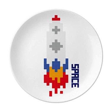 Imagem de Space Ship Rocket Fire Universe Placa decorativa de porcelana Salver Prato de jantar