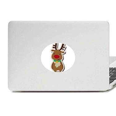 Imagem de Adesivo de notebook com emblema de vinil e desenho de alce de Natal