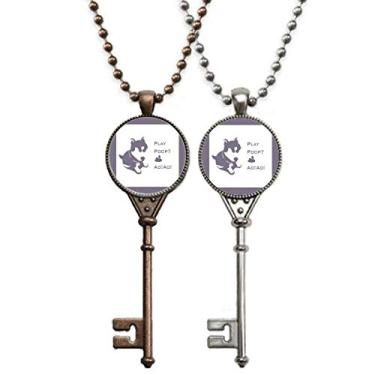 Imagem de OFFbb-USA Colar divertido Husky Puppy toca cocô chave colar pingente joia decoração de casal