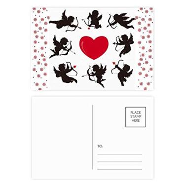 Imagem de Cartão postal de celebração de Natal com estampa de coração vermelho do anjo do Cupido