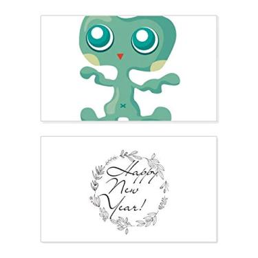 Imagem de Cartão de felicitações Alien Monster Green Alienígena Ano Novo Festival Bless Mensagem presente