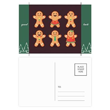 Imagem de Biscoito de gengibre masculino, Natal, boa sorte, conjunto de cartões postais laterais para correspondência, 20 peças