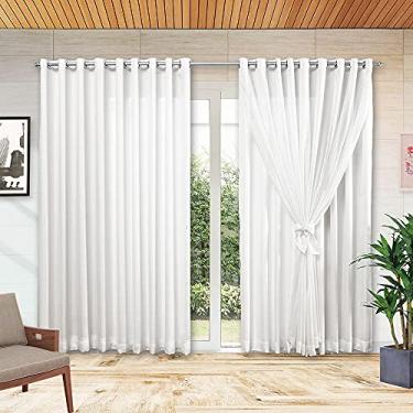 Imagem de Cortina 4 Metros de Voal Liso com Forro Microfibra - Cor Branca