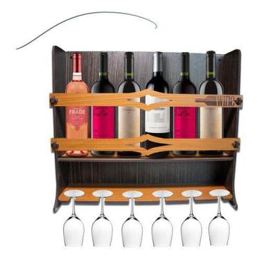 Imagem de Bar Barzinho De Parede Para Vinho De Mdf Com Porta Taças - Grupo Alber
