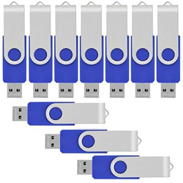 Imagem de Pen Drive USB 16 GB 16 G Flash Drive USB 2.0 Memória Flash Pen Stick Swivel USB Drive 10 peças Azul