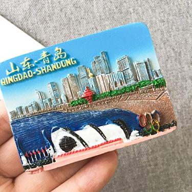 Imagem de Bigfanshu são populares em refrigeradores turísticos domésticos. Eles são colados com lembranças chinesas. Cidade de Liwu, Xiamen, Mongólia interna, Changsha e Hangzhou