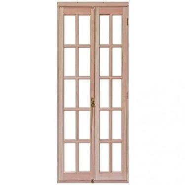 Imagem de Portas Camarão para Vidros Quadriculados Sanfona à Direita Rondosul Natural