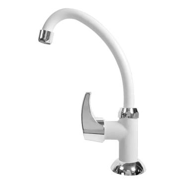 Imagem de Torneira Cozinha Acquafam Mesa Bancada Fame Branca Cromado