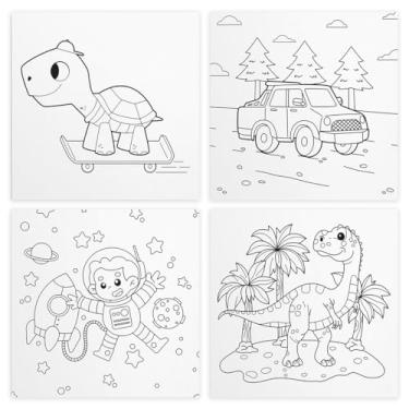 Imagem de Tela Para Pintura Infantil Colorir Pintar Arte Kit 4 Unidades Canvas 20x20cm (Menino)